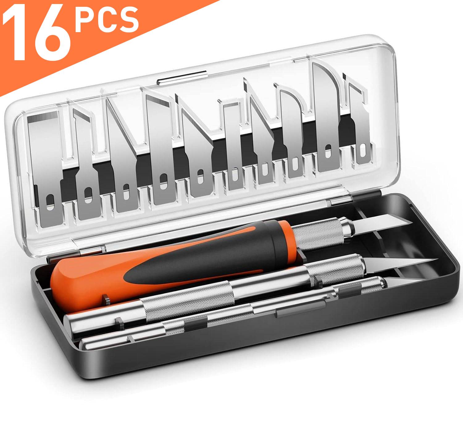 

Набор из 16 ремесленных ножей, набор ножей Exacto, 3 хобби-ножа с 10 точными лезвиями, прецизионный художественный нож для Pu