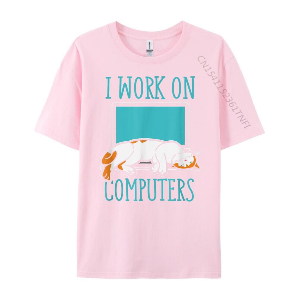 Funny Cats And Computers Laptop Tshirts For Pet Lovers Printed TShirt New Year New Years Eve Camiseta