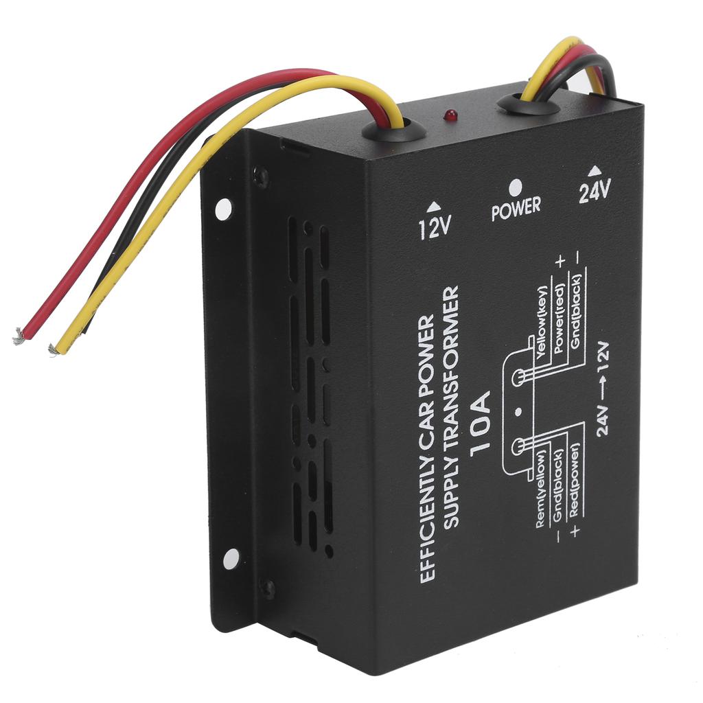 10A DC Power Converter 24V To 12V Voltage Buck Regulator Aluminum Alloy Shell for Car Stereo Radio