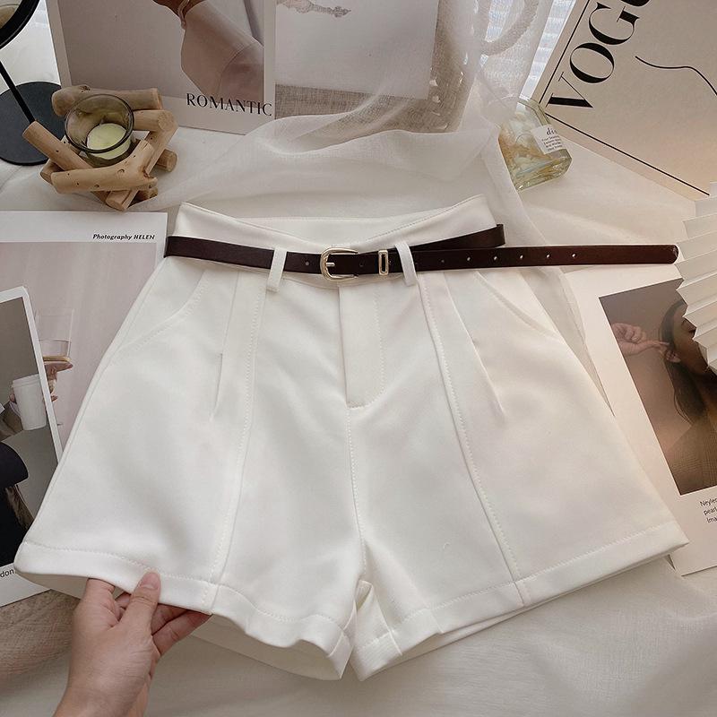 Women's Spring 2025 High-Waist A-Line Wide-Leg Retro Korean-Style Casual Shorts