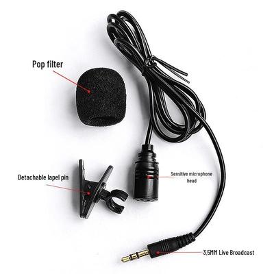 Microfone de Lapela 3.5MM para Computador e Telefone: Redução de Ruído, Anti-Pop, Clipe Destacável, Plug & Play para Streaming e Gravação.