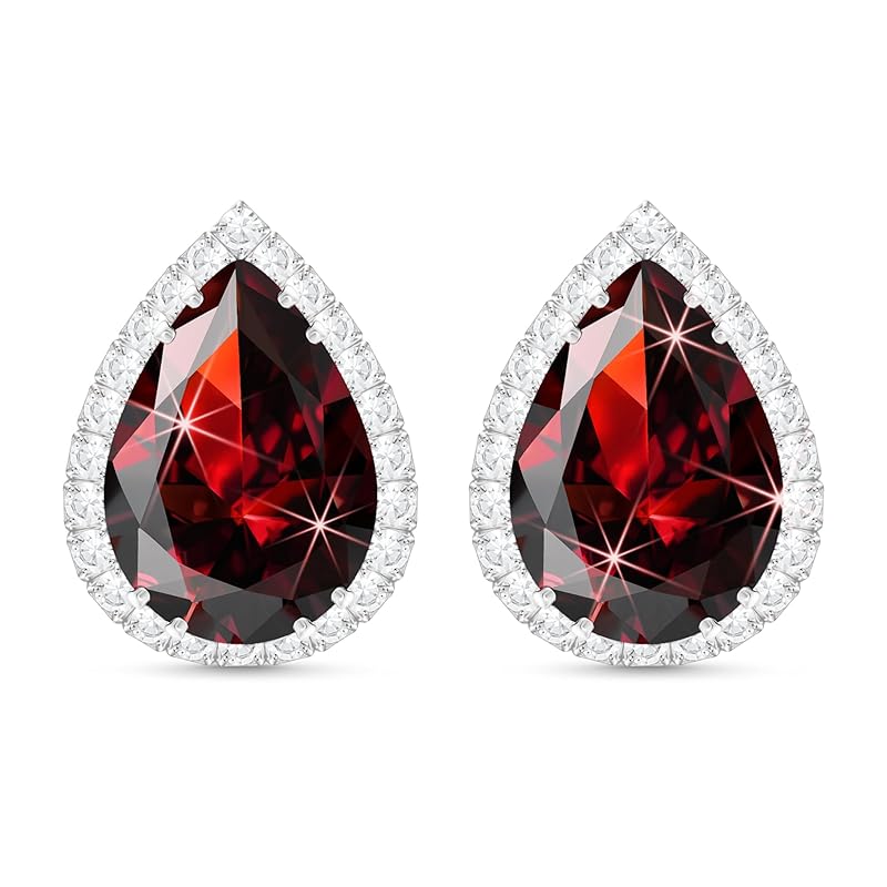 

Linawe garnet earrings earrings ladies silver crystal jewelry crystal Sparkling diamond burgundy red jewelry birthday present teardrop pear birthstone