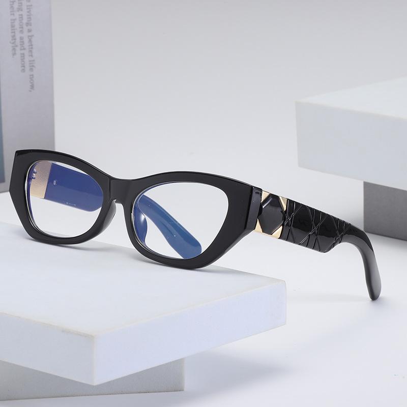 Cat Eye Frame Flat Mirror Street Shot Decorative Glasses Anti-Blue Light Optical Glasses