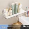 Creamy White Aluminum Bathroom Mirror & Vanity Storage Rack