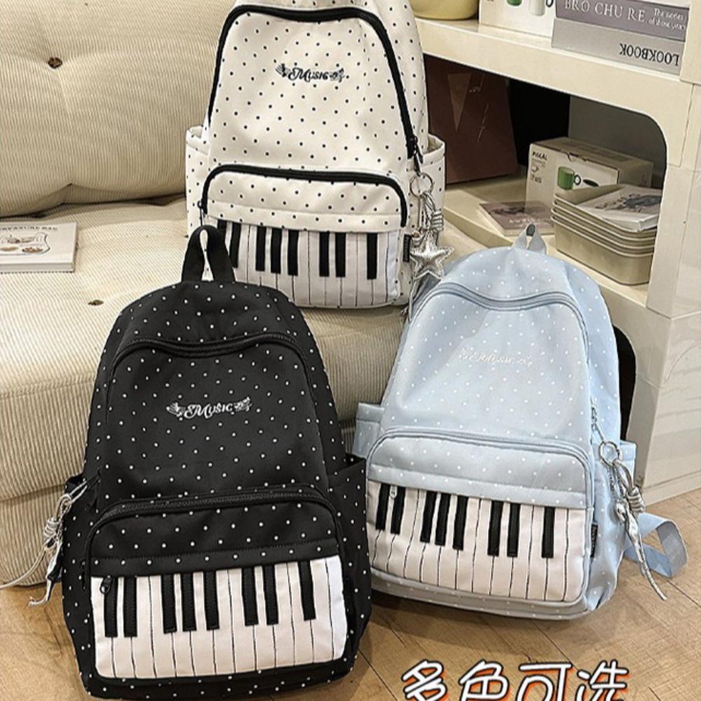Zaini Personalizzati Piano Donna Stampa Pois Mochila Borsa Grande Capacità alla Moda Semplice Borse Zaino per Donna