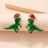 Cartoon Dinosaur & Santa Christmas Earrings Set for Women - Festive Tree Design