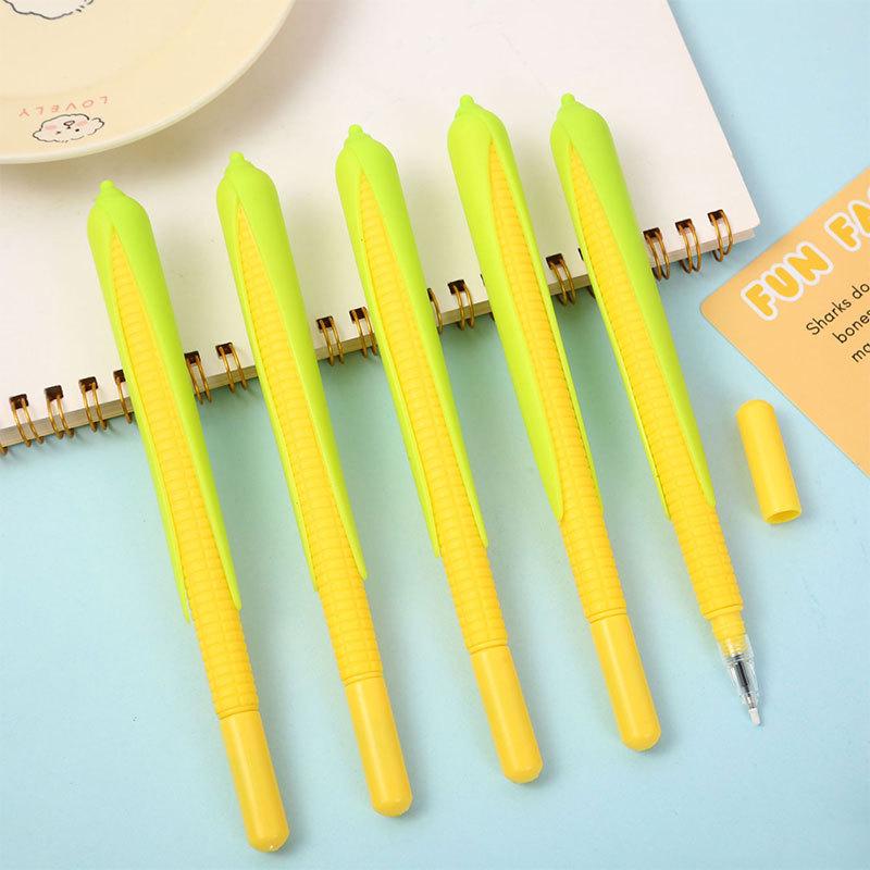 Creative Corn-Shaped Cartoon Neutral Pen 0.5mm – Cute Black Student Signature & Office Stationery Pen 0.5mm