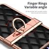 For Samsung Galaxy Z Flip 4 Case with Finger Ring Folding Screen Protective Hard PC Leather Cover Coque for Galaxy Z Flip 3 Protective Cases