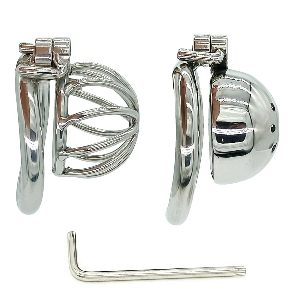 Screw Lock Stainless Steel Male Chastity Device Cock Cage with Arc Penis Ring Sex Toys for Men Urethral Lock Adult Game