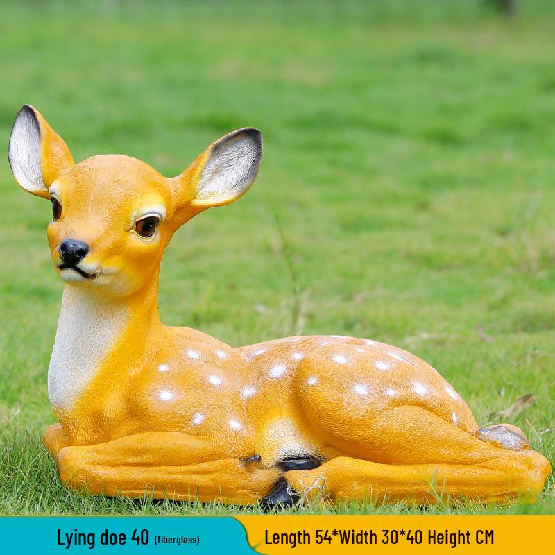Luminous Fiberglass Sika Deer Sculpture for Garden Lawn Decoration