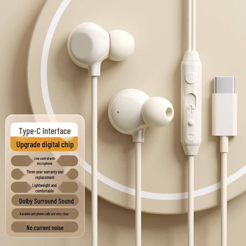 Genuine Wired Sleep Earphones with In-Ear High-Quality Sound, Noise Reduction, K-Singing, and Type-C Mobile Compatibility.