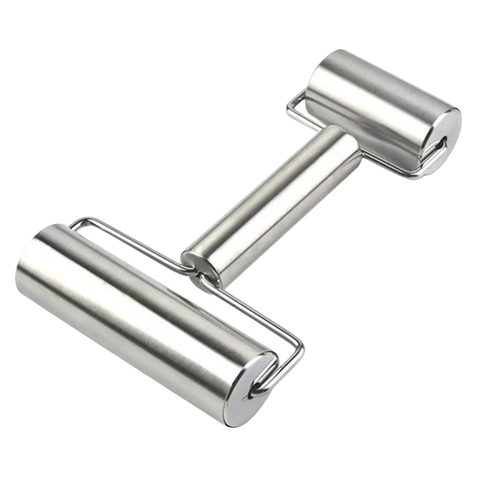 Stainless Steel Double Roller Dough Roller Stainless Steel Handle Kitchen Baking Tool for Even Dough Rolling and Flattening One Size