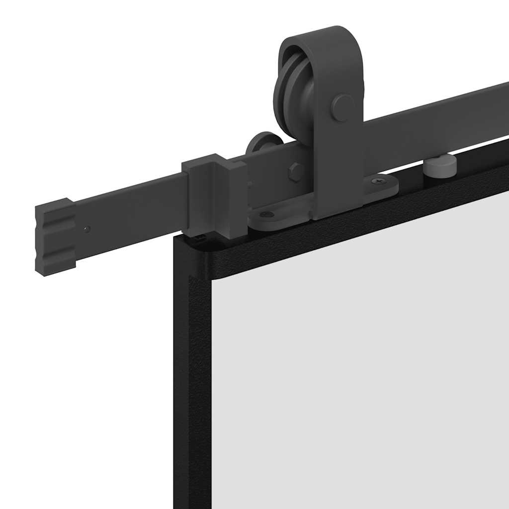 Sliding Door with Fittings Black 90 x 205 cm Tempered Glass