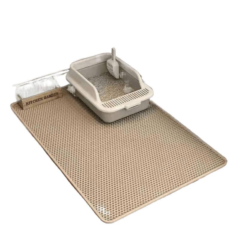 Dual Layer Cat Litter Mat: Splash-Proof, Leak-Proof with Carry-Out Prevention and Sand Control.