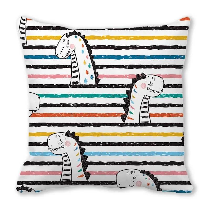 Office Sofa Car Cushion Cover Luxury Home Decoration Pillow Cover Cute Cartoon Little Dinosaur Animal Pattern