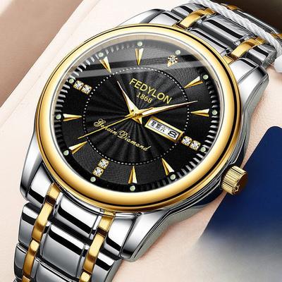Men'S Watch Calendar Steel Belt Business Trendy Style Stylish Luminous Waterproof Automatic Quartz Watch Non Mechanical Watch WatchFashion Jewelry