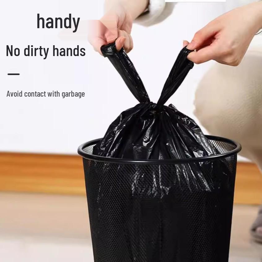 Extra Thick Black Household Trash Bags with Handles - Vest Style for Kitchen and Bathroom