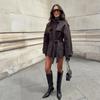 Korte Dames Trenchcoat Met Opstaande Kraag En Riem Slim Fit Elegante Britse Stijl Buitenjas