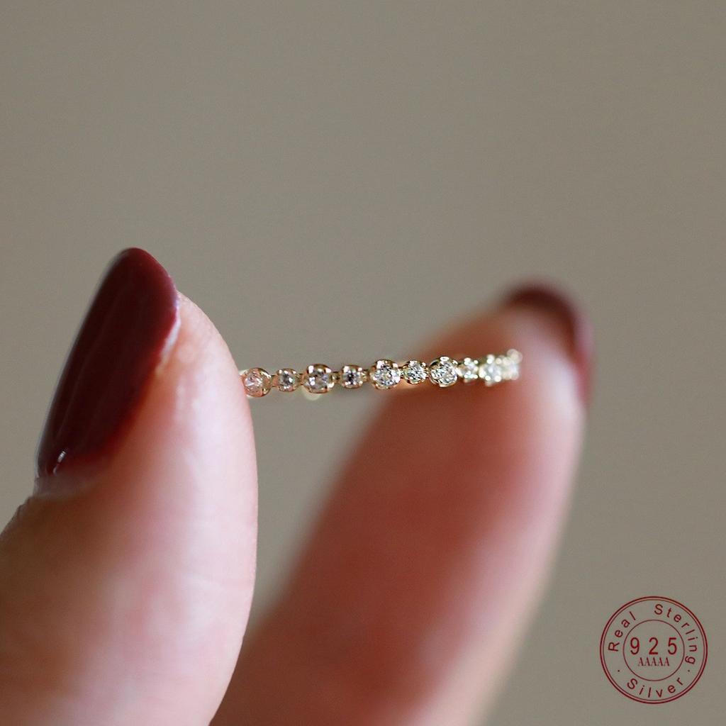 925 Silver Plating 14K Gold Sparkling Zircon Geometric Ring for Women Exquisite Sweet Party Wedding Jewelry Accessorie