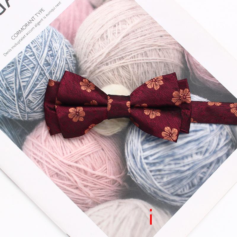 Färgvävd Jacquard Herrfluga 6cm Dubbellager Randig Liten Blomma Affärs Retro Kostym Skjorta Fluga