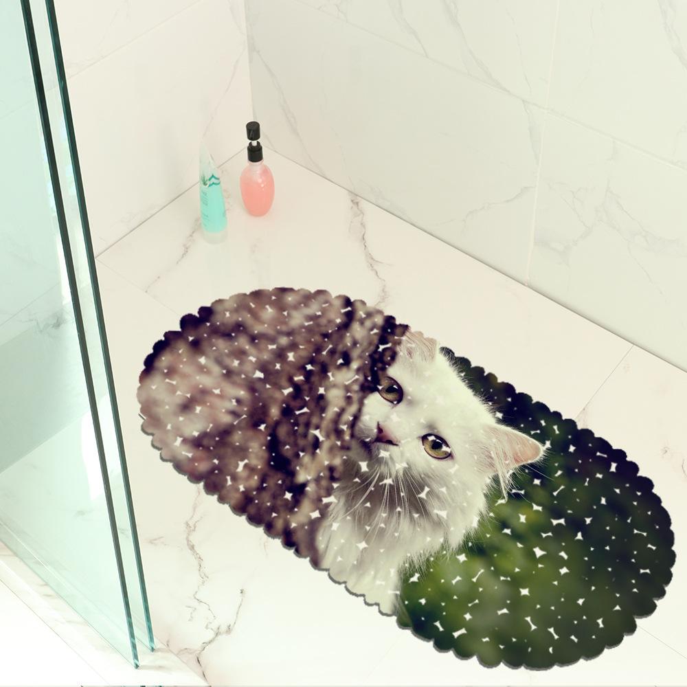 Cute Pet Cat Picture Balcony Bathroom Mat Hydrophobic Non-Slip Door Mat Swimming Pool Public Places Non-Slip Floor Mat