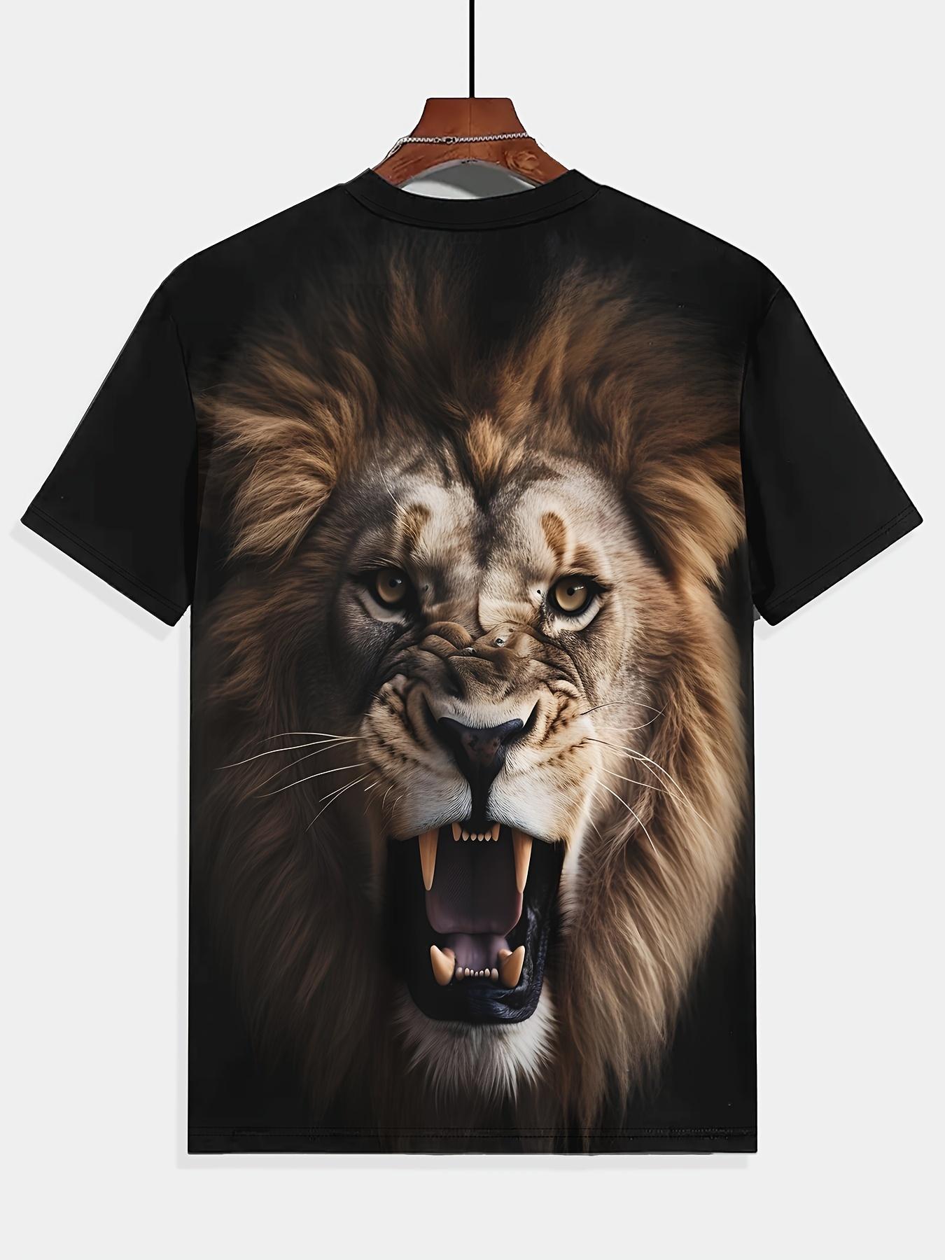 

Футболка с изображением льва для мужчин, 3D-принт с изображением животных, мужские рубашки, летняя футболка с короткими рукавами, мужской пуловер, повседневная мужская одежда S чёрный