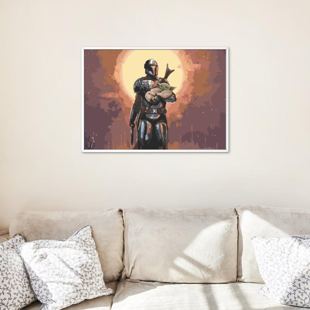 Malowanie Po Numerach Obrazy Do Malowania -Mandalorian Z Baby Yodą 50X40 Cm