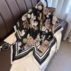 90*90Cm Retro Printed Square Scarf Women Imitation Silk Scarves Bandanas Luxury Beach Shawl Wraps Elegant Hijab Neckerchief