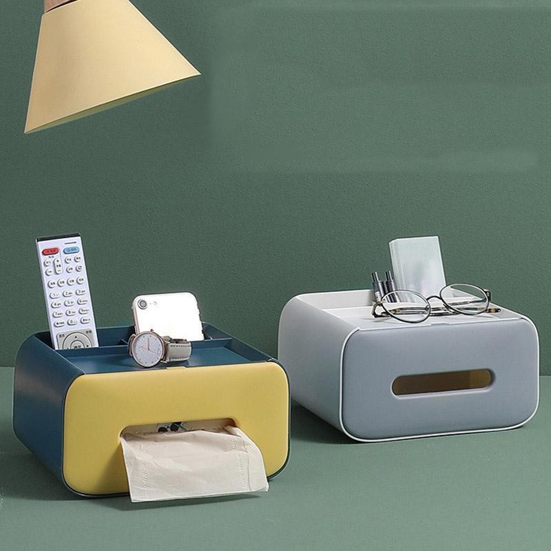 Creative Plastic Multifunctional Tissue Box Remote Control Storage Tissue Box Dust-proof Tissue Cani