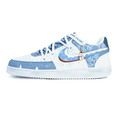 Court Vision 1 Low Top Skateboard Shoes, Height Increasing Women's White Blue DH3158-101(Team103-)