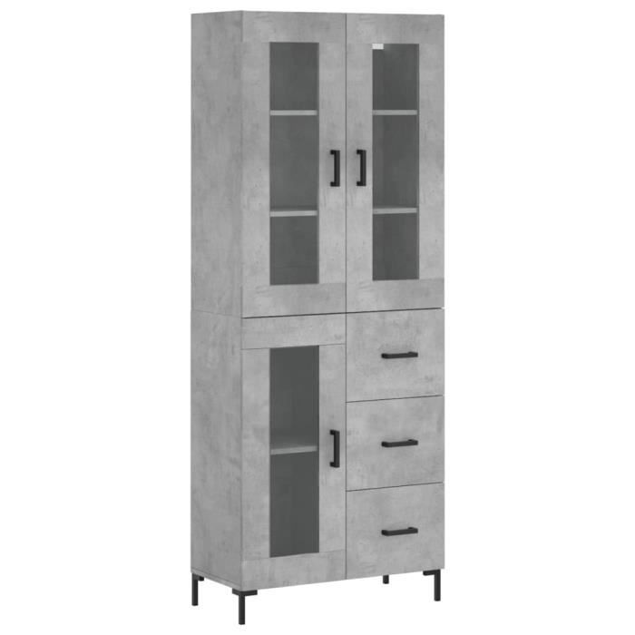 VidaXL Buffet haut Gris béton 69,5x34x180 cm Bois d'ingénierie 3198597