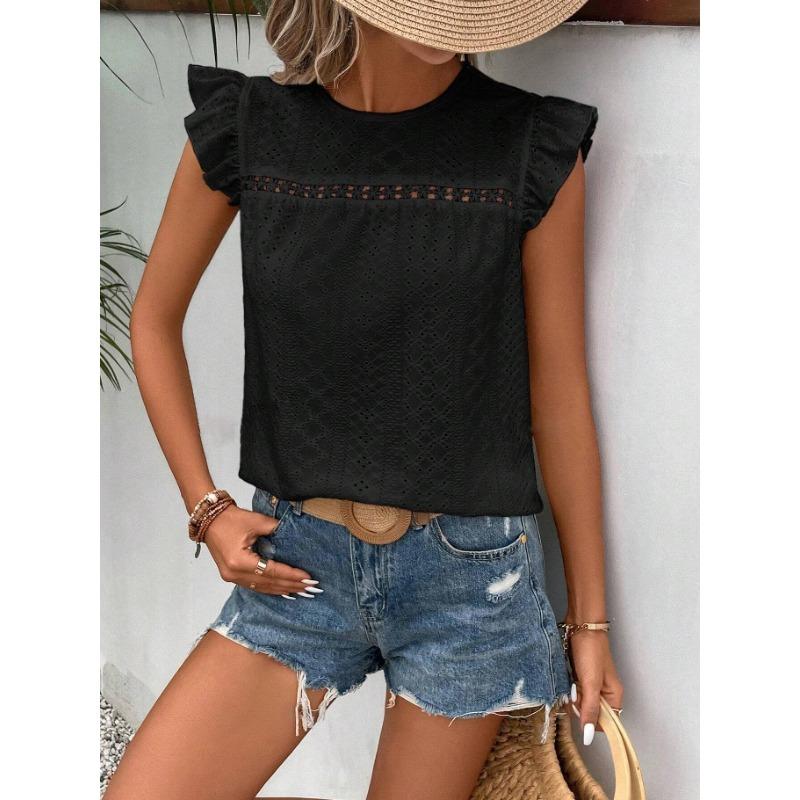 JPNTKY Women's Fashion Casual Sleeveless O-Neck Blouses & Shirts