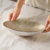 Shallow Bowl Tray with Sculptural Finish for Snack Serving on Console