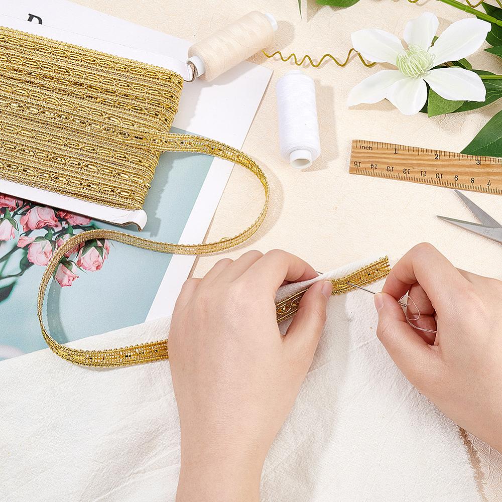 20yards Filigree Polyester Lace Trim Piping Strips for Home Textile Decoration Golden 3/8 Inch(10mm)