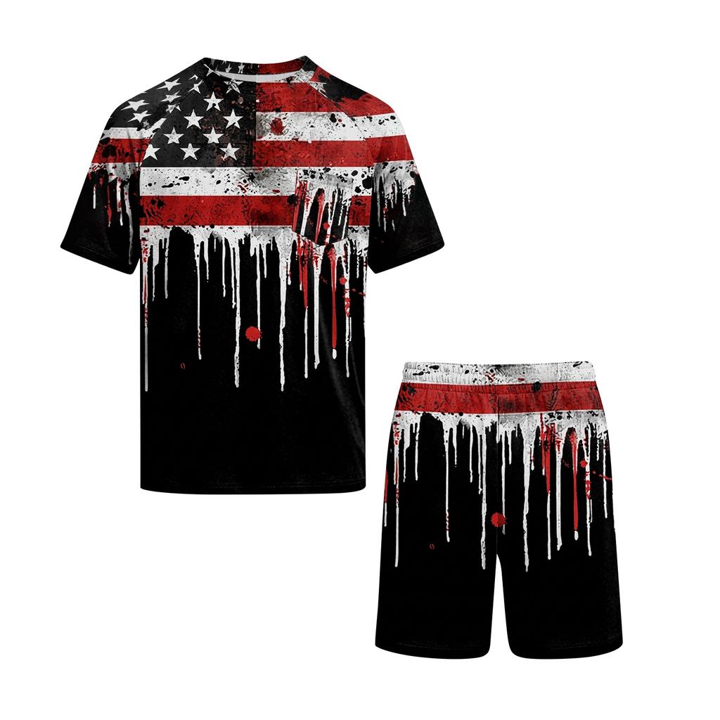 Conjunto de Verano para Hombre con Top de Manga Corta y Pantalones Cortos Juego de Dos Piezas para Dormir Tejido Ligero Transpirable Suave Ropa Casual para Casa