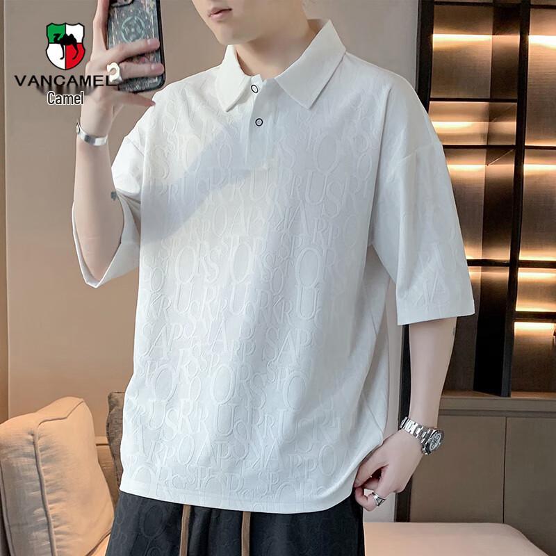 

VANCAMEL Men s Casual Jacquard Short Sleeve T-Shirt L