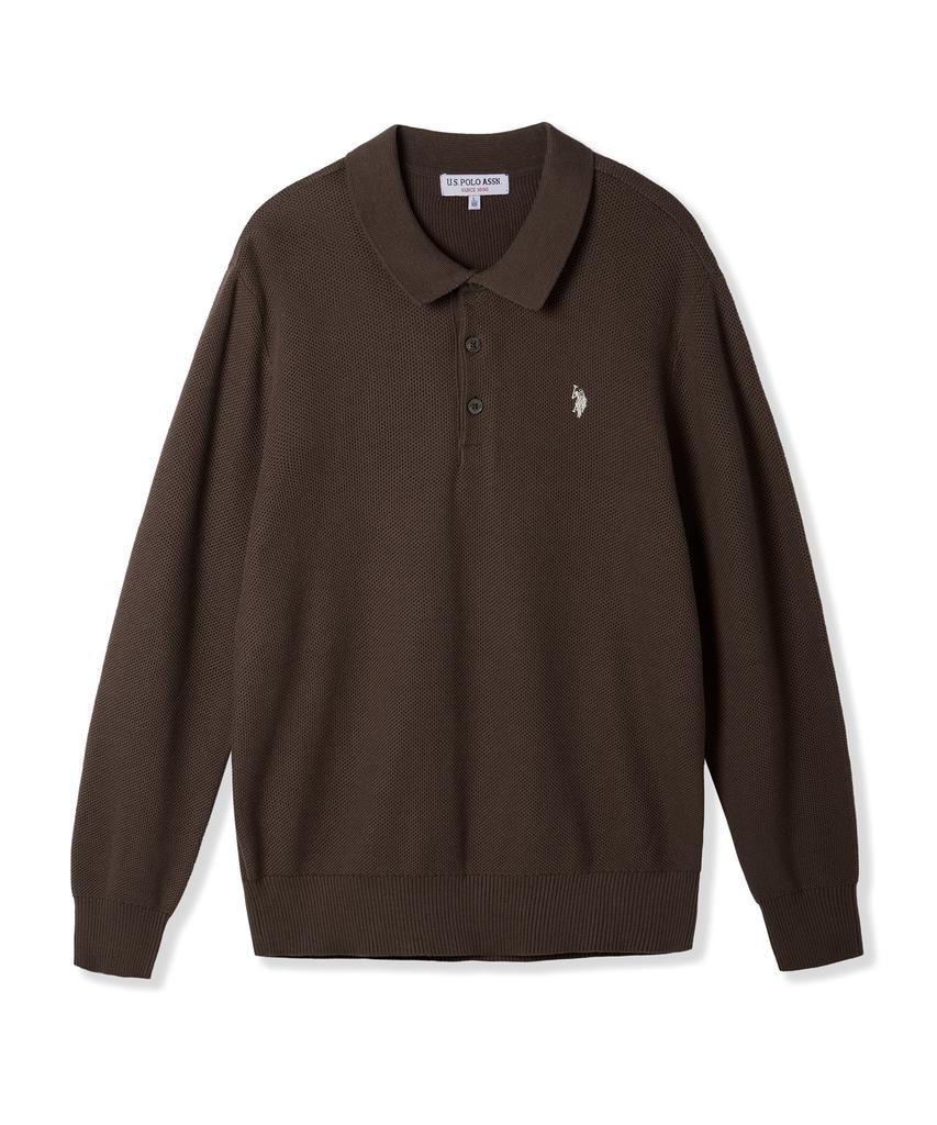 USPOLOASSN Classic Cable Collar Knit _Brown