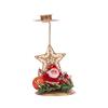 Christmas Candle Holder with Artificial Snowy Pine Needles Iron Candlestick Holiday Table Centerpiece Christmas Home Decorations