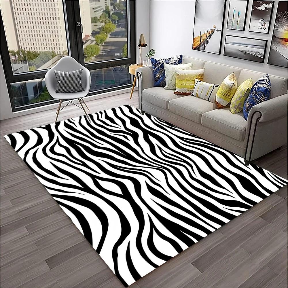 Facecloth Carpet Zebra Striped Carpet Soft And Cozy Mute Bedroom Living Room Checkroom Sofa Bedside Decor Home Decoration