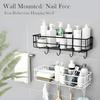 2 Pcs Stainless Steel Bathroom Shelf for Wall | Self Adhesive Bathroom Organiser | 4 Hooks for Towel Holder | Space-Saving Wall Mounted Bathroom Shelf