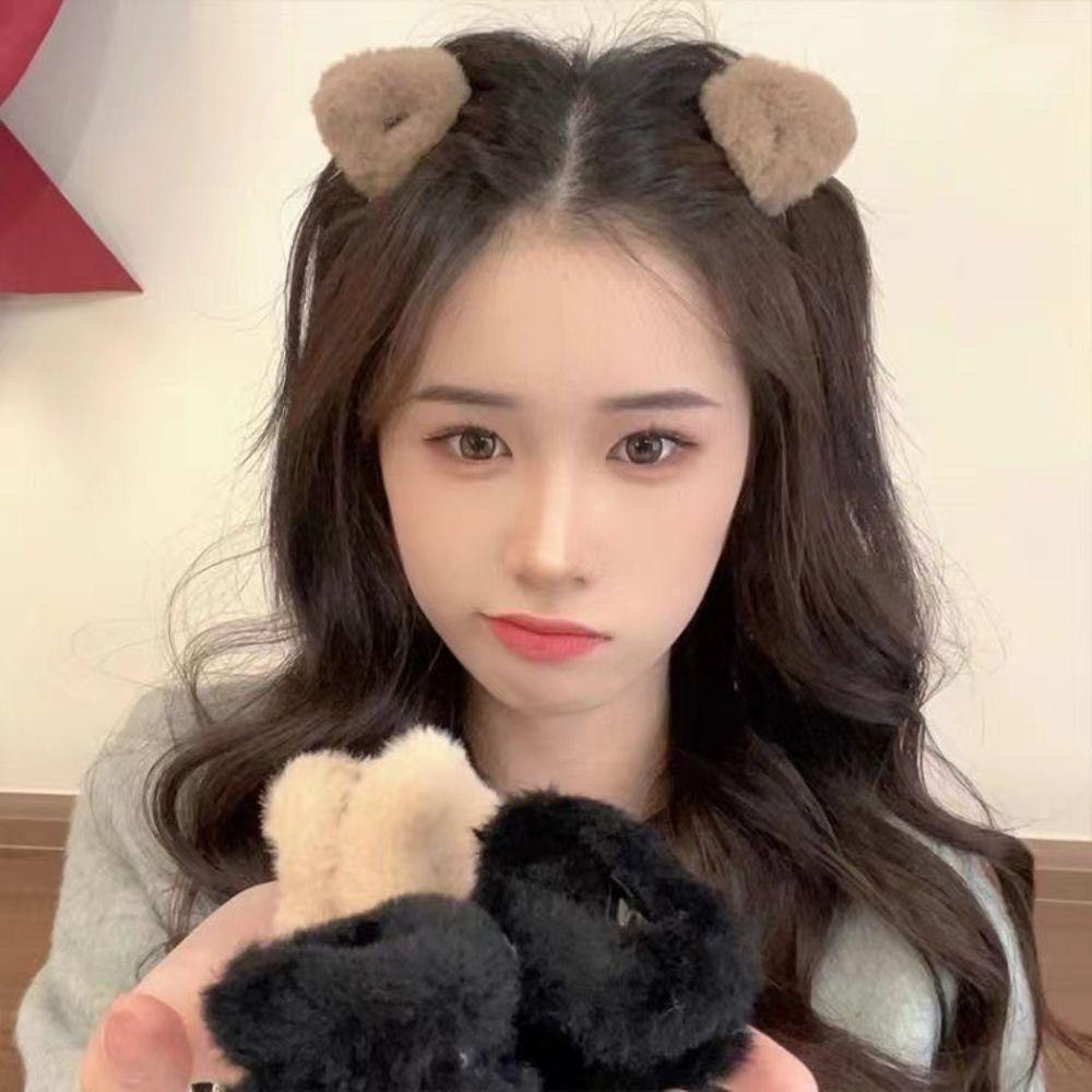 Pure Color Plush Small Hair Claw Cute Mini Grasp Clip Temperament Winter Hair Accessories Girls