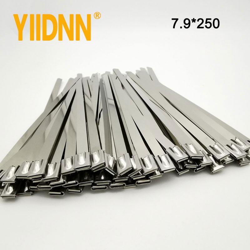 10 PC Heavy Duty 7.9mm Stainless Steel Cable Tie Exhaust Strap Wrap Coated Locking Zip Cable Ties