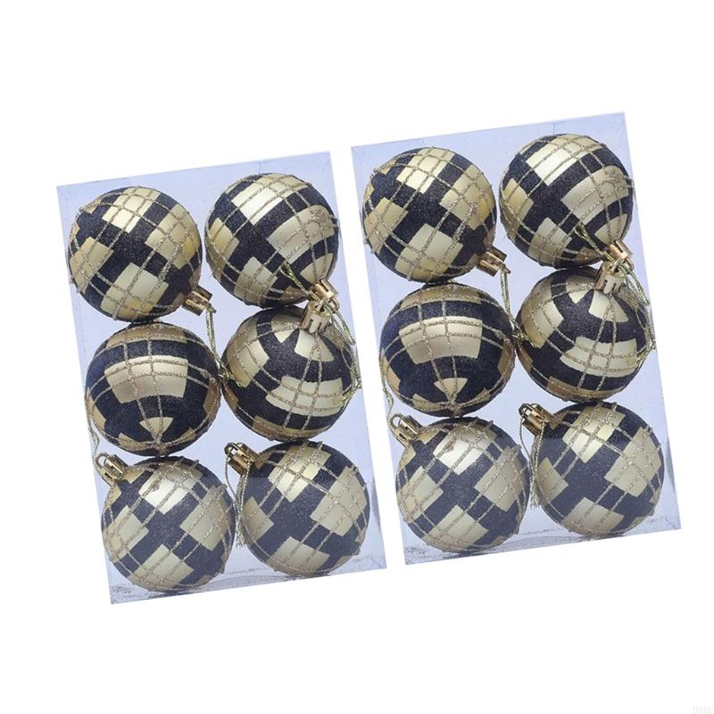 Plastic Plaids Design Festival Ornament 6cm Christmas Tree Decoration Balls