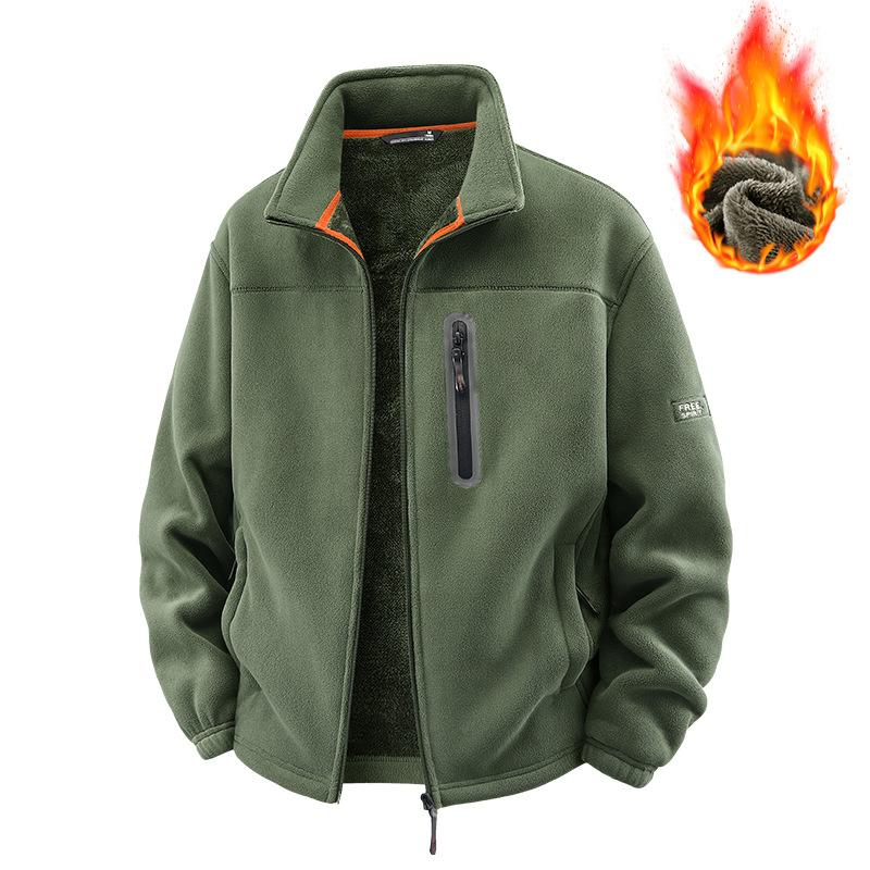 Men's Outdoor Fleece Jacket Autumn Winter Thickened Polar Fleece with Added Insulation Season Warm Casual Coat