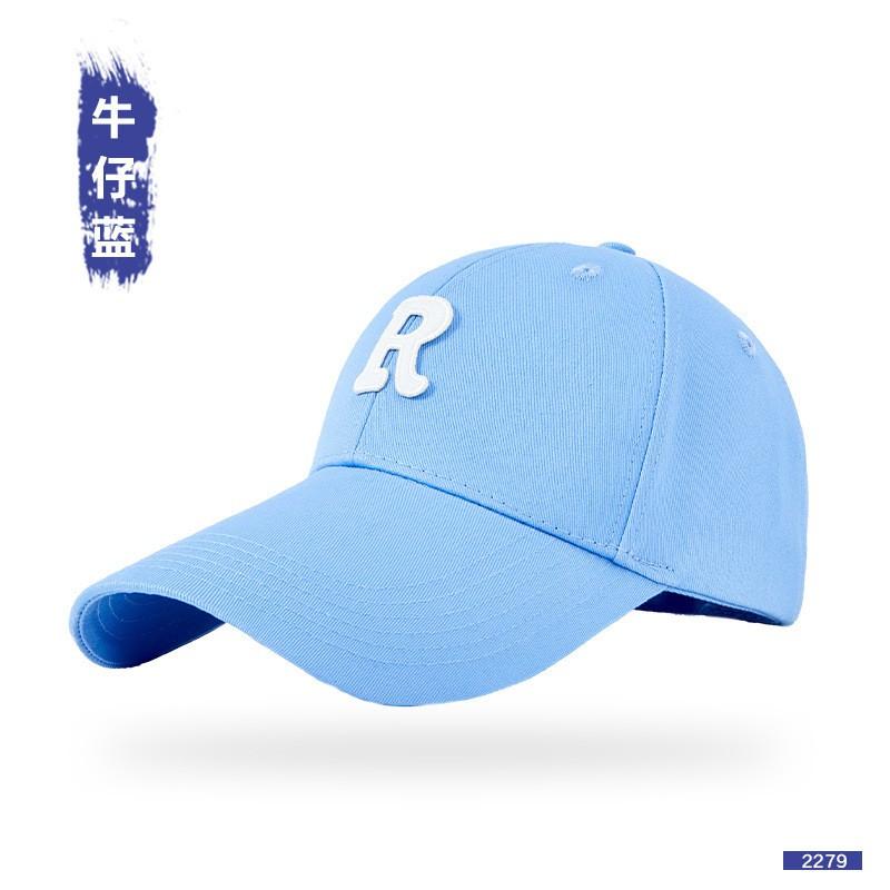 Korean Style R Baseball Cap Women Men Adjustable Wide Brim Sun Hat Cotton Casual Sport