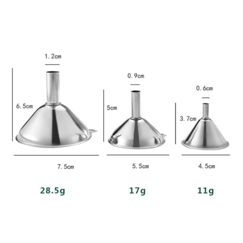 3-Piece Stainless Steel Funnel Set: Wide-Mouth Funnel, Mini Funnel, for Oil, Vinegar, Sake, Spices, Oil Cans, Oil Bottles, Pouring Tools, 3 Sizes, Wid