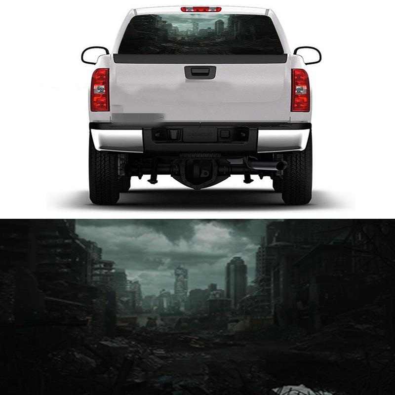 Halloween Car Rear Windshield Decal Vinyl Waterproof Car Sticker Truck Rear Window Decal Universal Perforated Vinyl Graphic