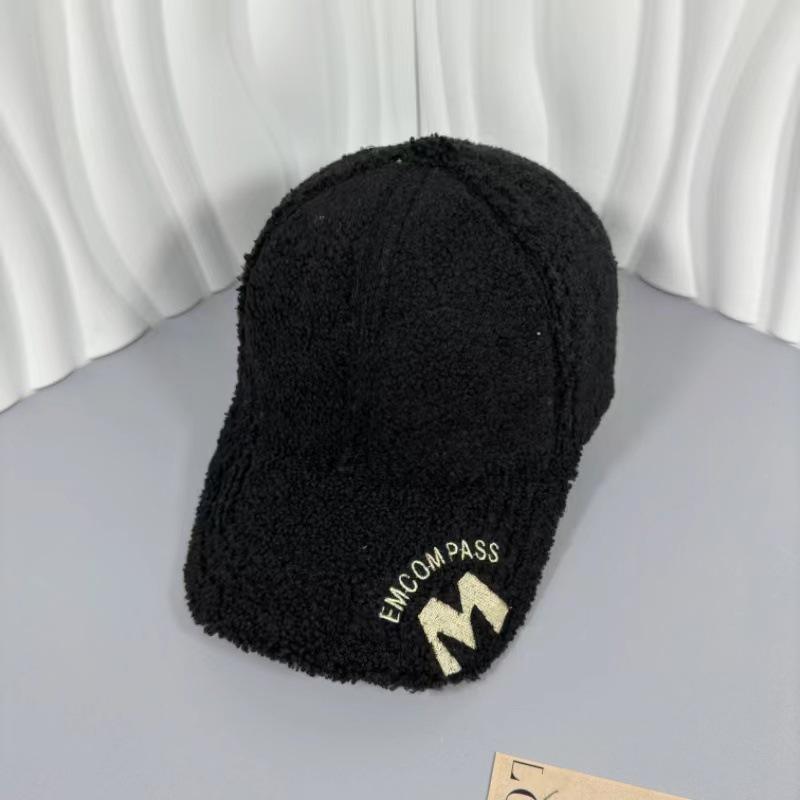 Embroidered Letter Winter Baseball Cap - Adjustable, Warm & Cozy with Soft Fleece Lining, Hand-Washable Polyester - Perfect for Outdoor Activities