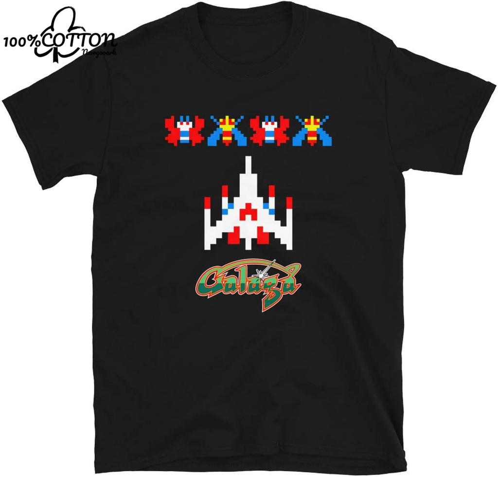 LE Cool Arcade Galaga Video Game Retro Vintage 80s Invader Space Gaming Alien T Shirt for Men 100% Cotton