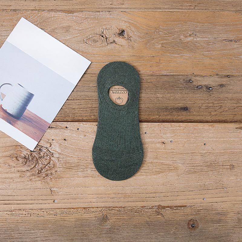 Men's Spring and Summer New Pure Color Cotton Invisible Comfortable Shallow Mouth Silicone Non Slip Socks